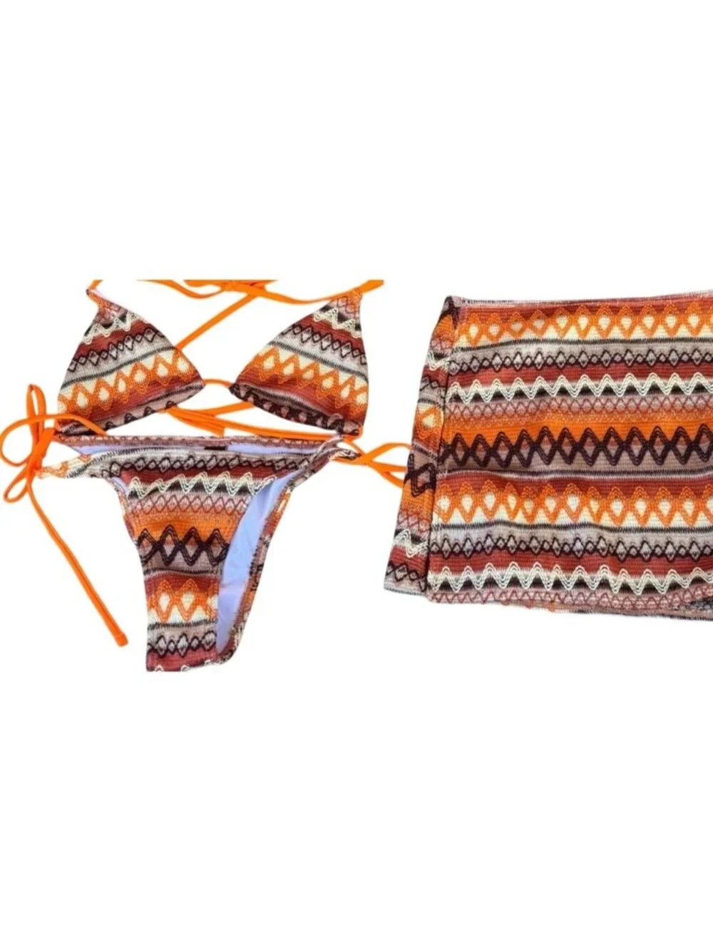 Cider Bohemian Style Crochet Bikini Set & Matching Cover-Up Skirt SMALL