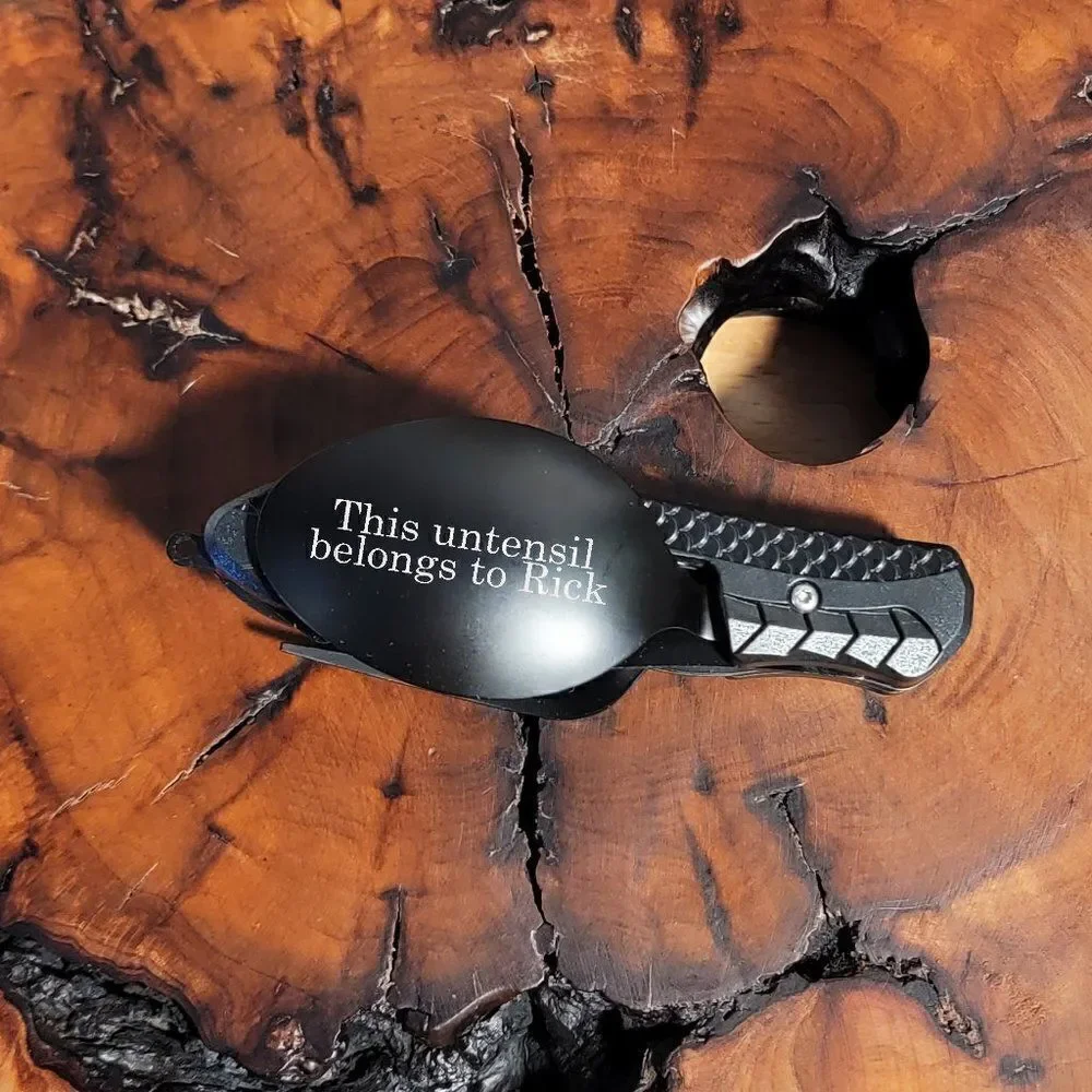 Personalized Camping or Picnic Fork, Spoon, and Knife Folding Utensil Multi-Tool