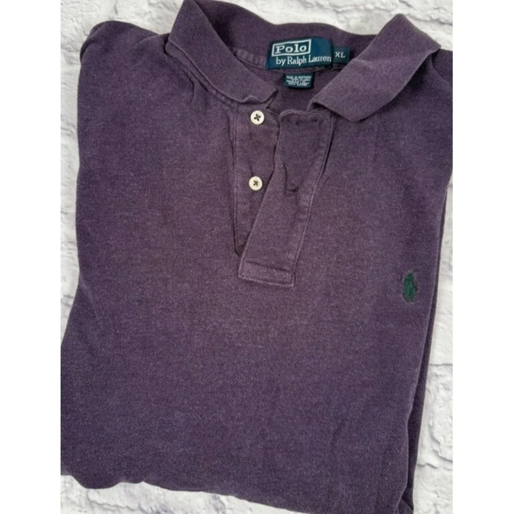 Polo Ralph Lauren Men's‎ Vtg Polo Shirt Pique Fabric Sz XL Purple Short Sleeve
