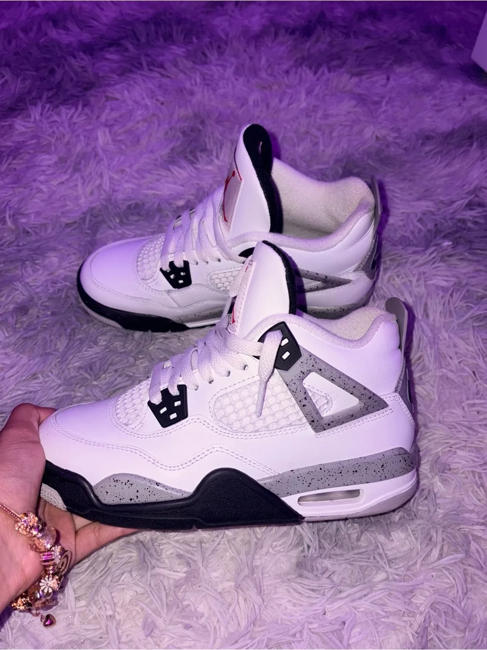 Jordan White Sneakers with Red Logo and Black Accents