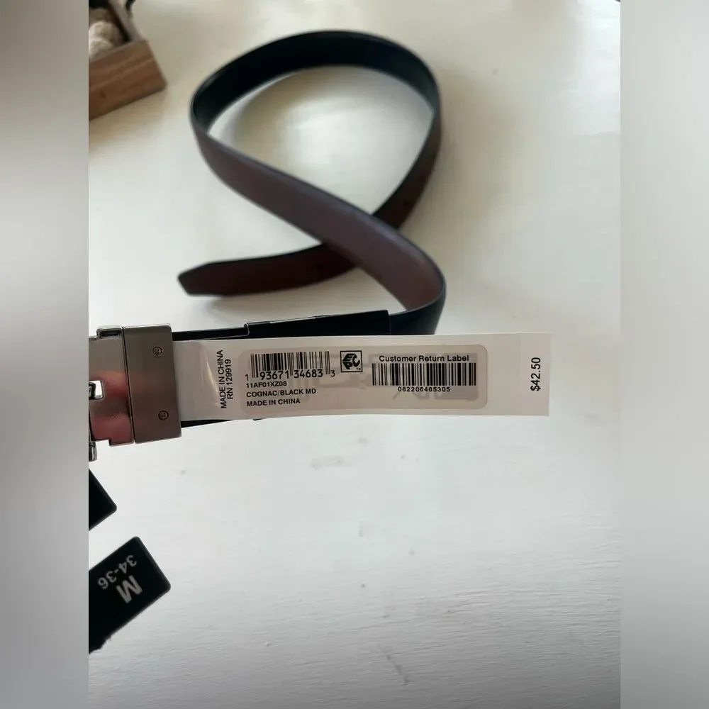 Alfani reversible Brown/Black Leather Belt with Silver Buckle