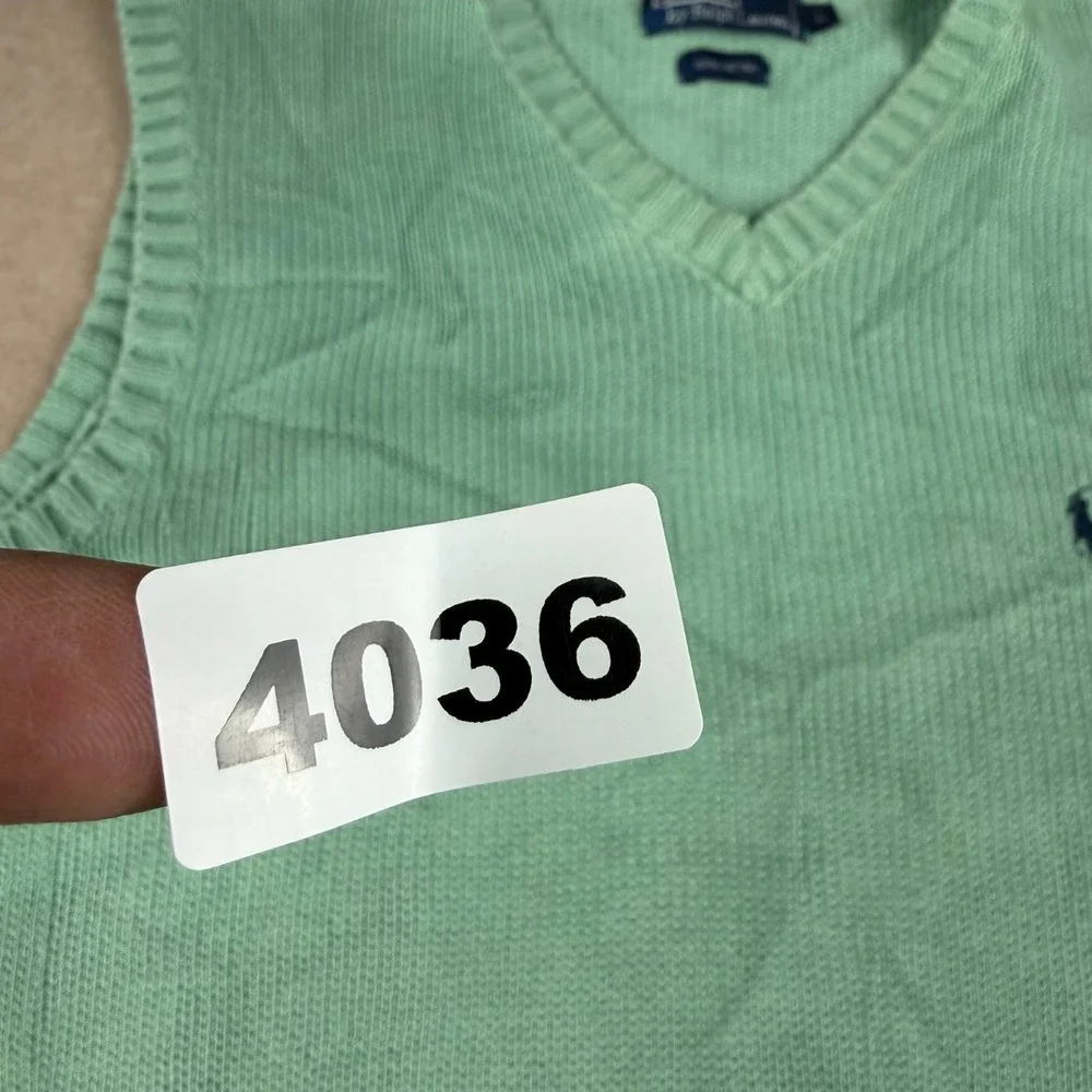 Polo Ralph Lauren Vest Mens‎ L Mint Green V Neck Sweater Cotton Preppy