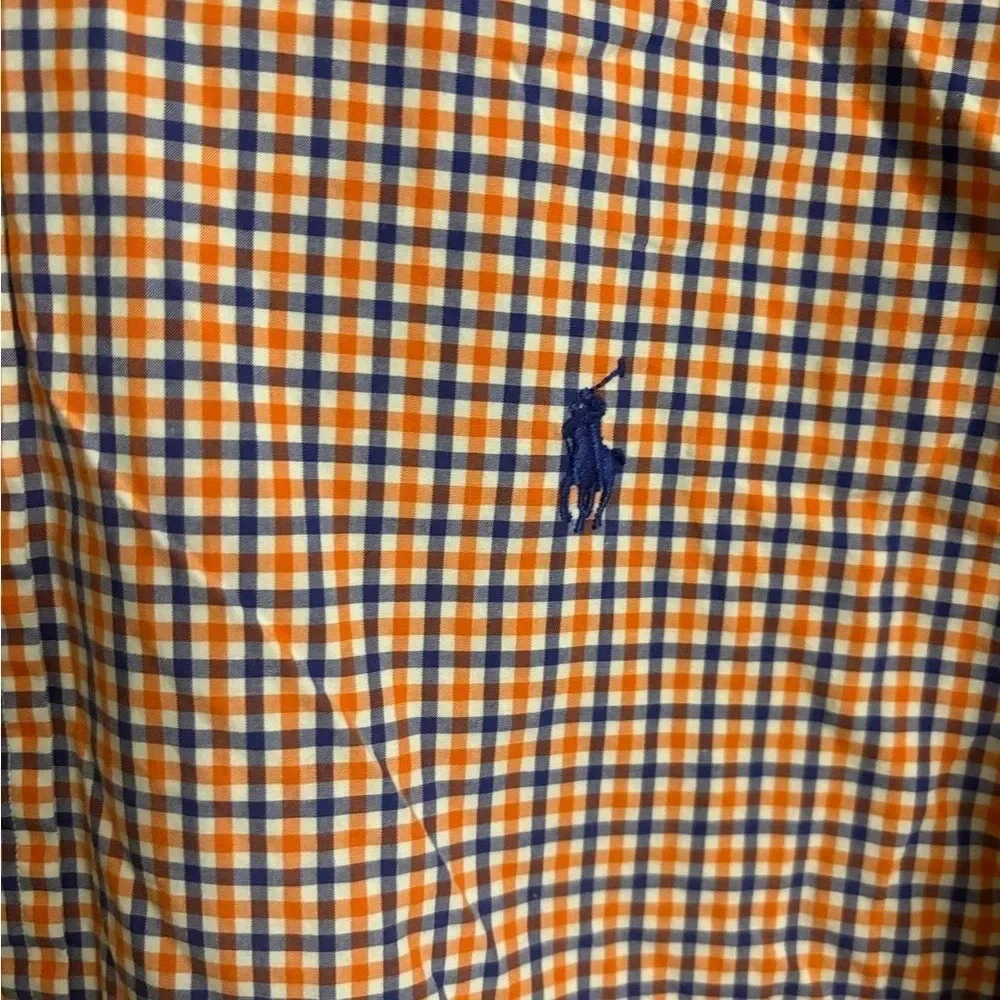 Polo Ralph Lauren Men’s Classic Plaid Button Down Shirt Size Large Orange Blue