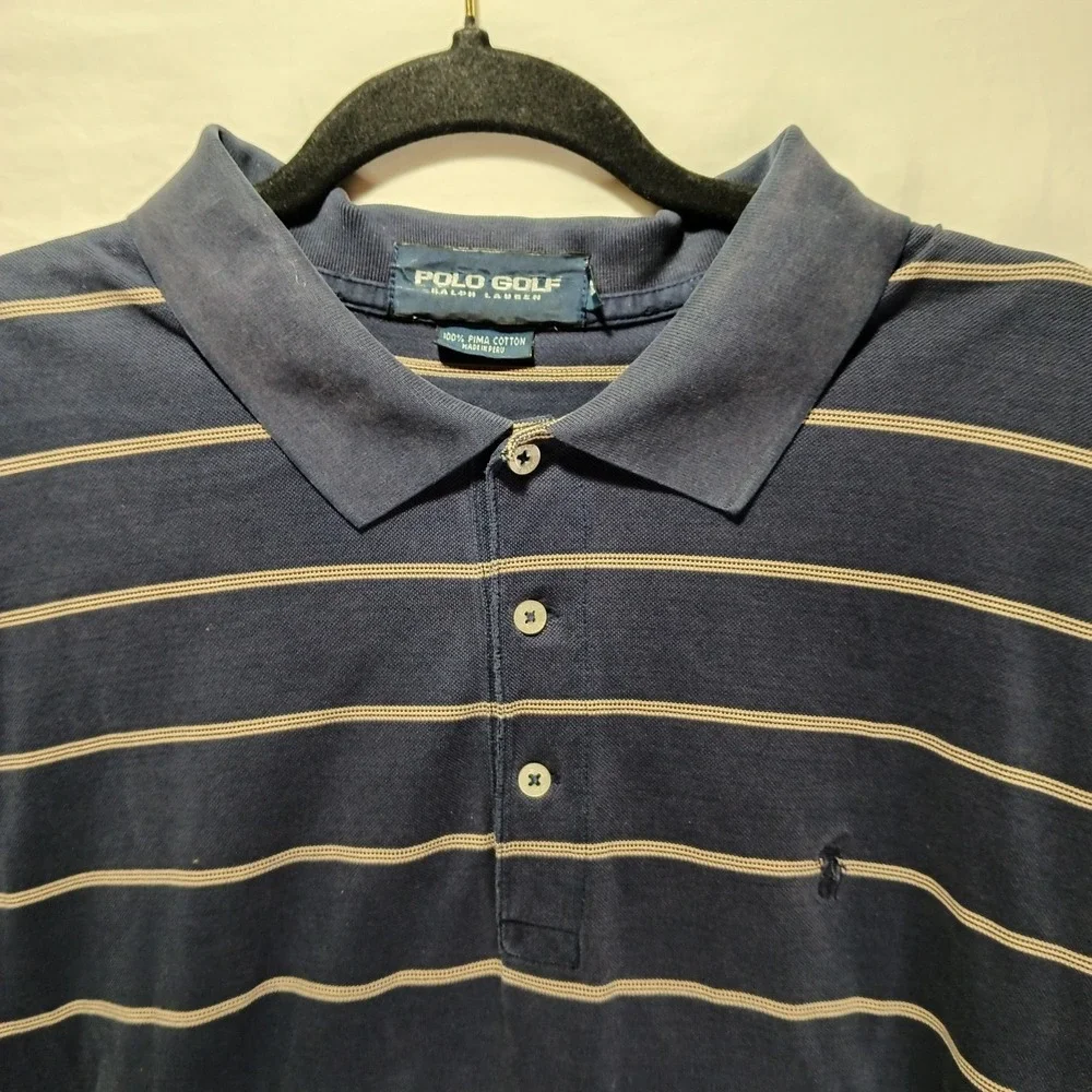 Men's XL Polo Golf‎ Ralph Lauren. Navy And Gold. 100% Pima Cotton.