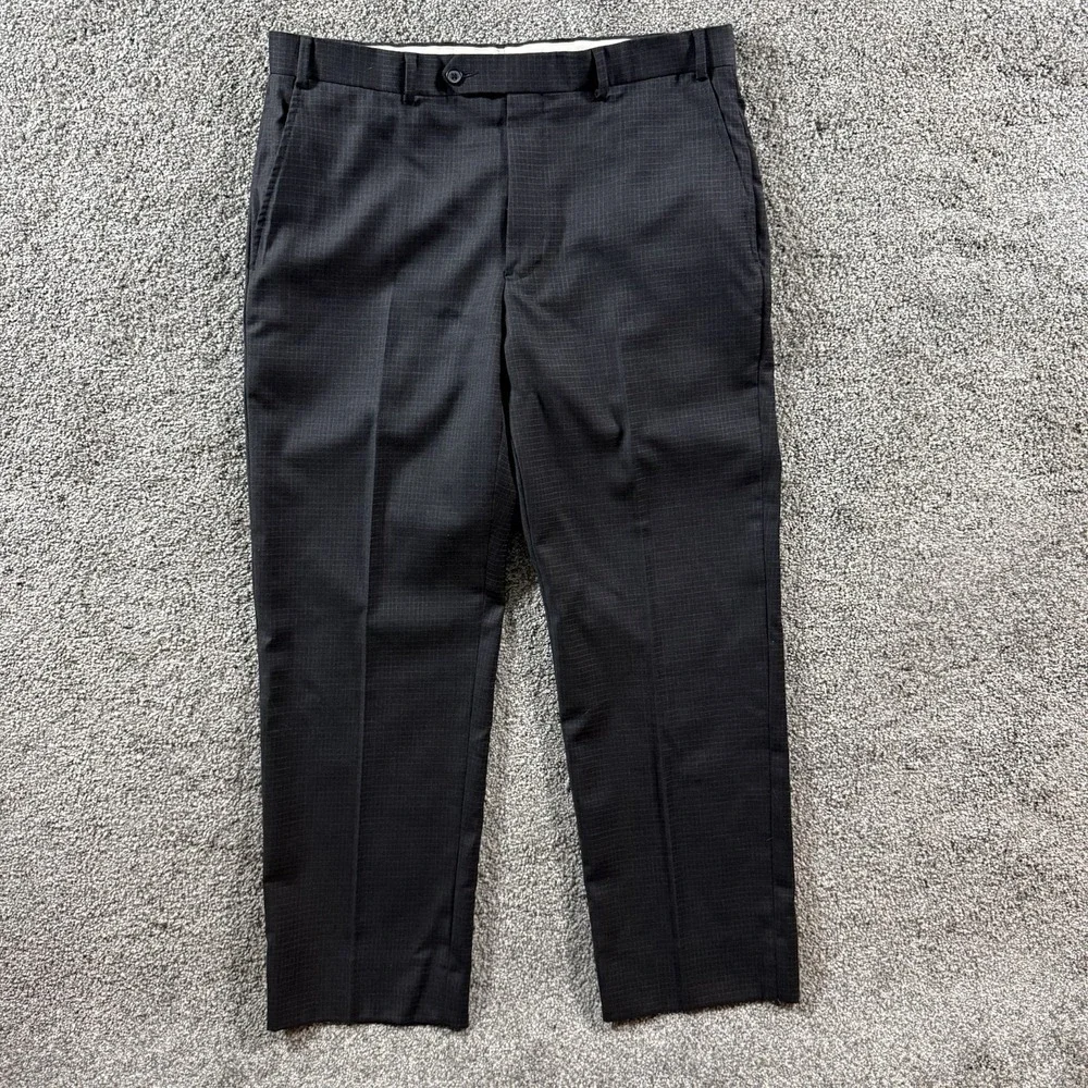 Brooks Brothers 346 Wool Dress Pants Mens 36x30 Charcoal Gray Check Trousers