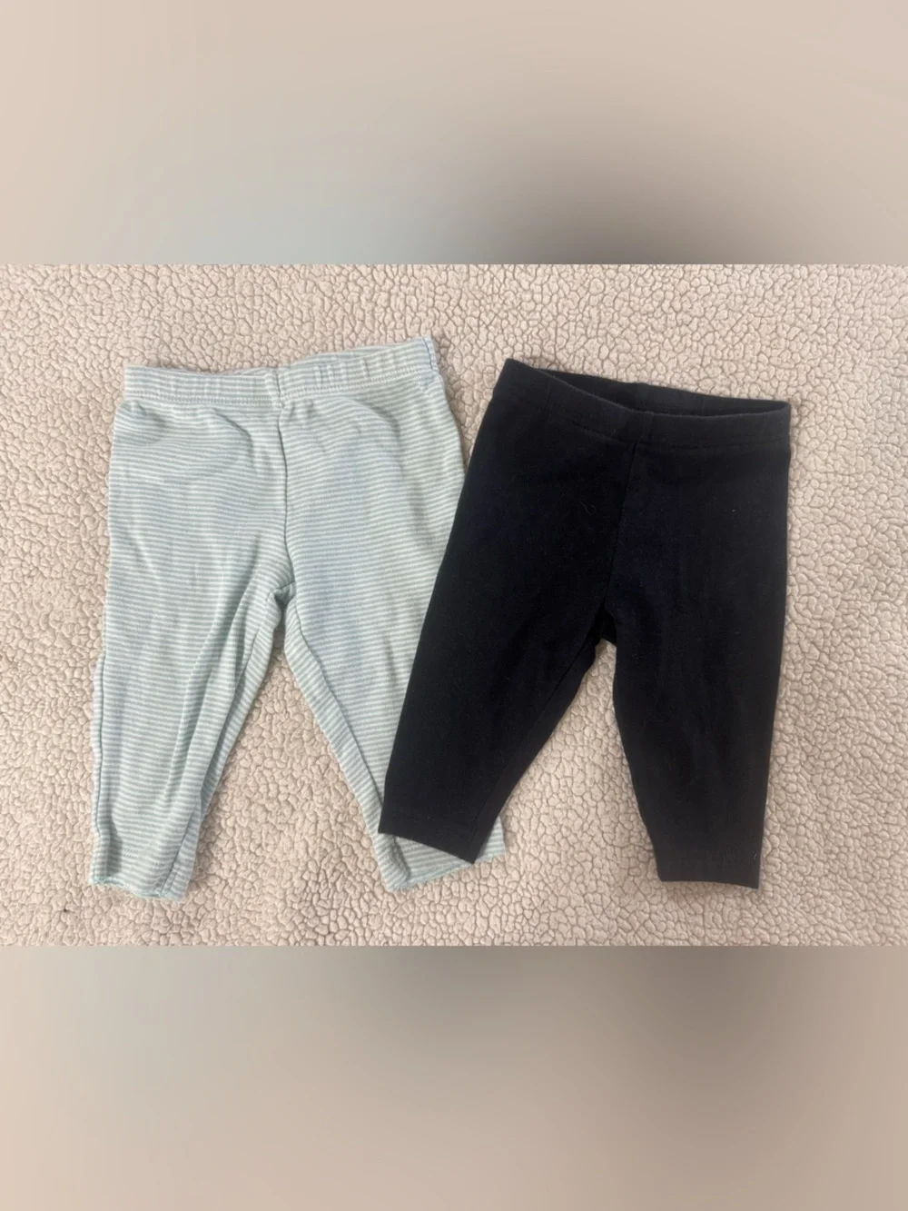Carter's Black & Light Blue Striped Baby Leggings Duo