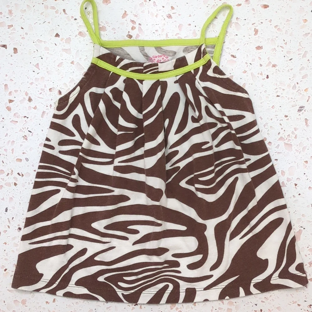 Carter's | Chocolate Brown Animal Print Camisole Narrow Kiwi Straps | 4T