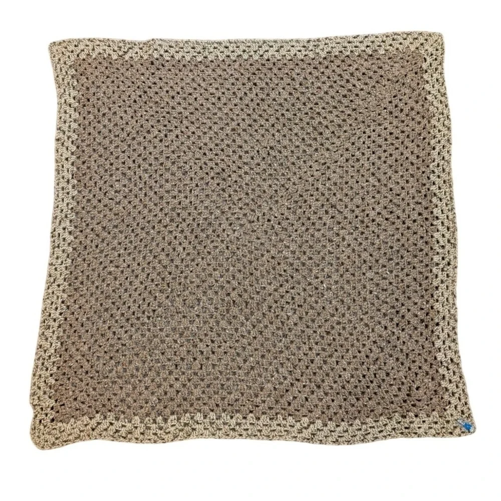 Crochet Afghan Wheelchair Lap Blanket Throw‎ Brown Granny Square 36x36