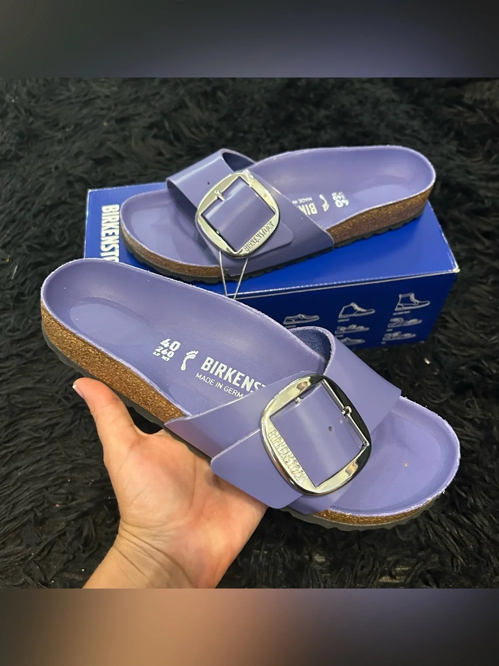 BIRKENSTOCK Madrid big buckle purple leather sandals shoes women’s eur 40 new