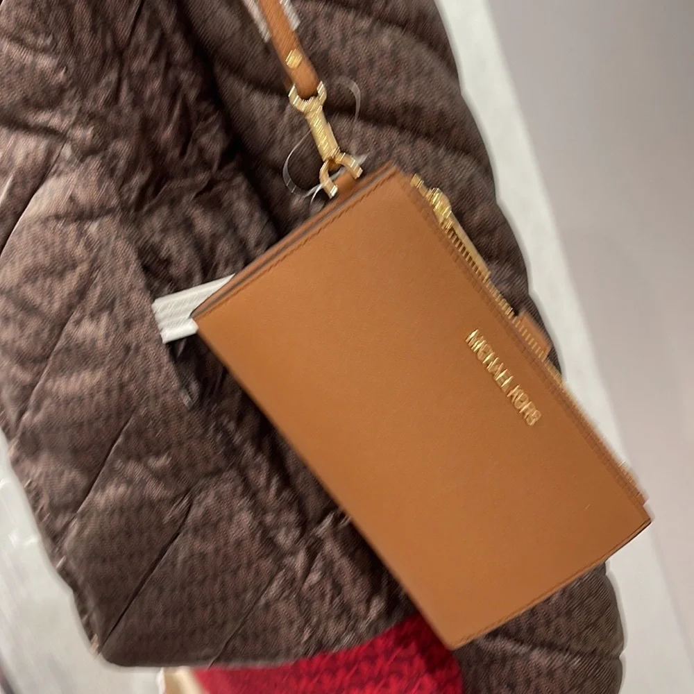MICHAEL KORS LARGE DOUBLE ZIP WRISTLET WALLET PHONE CASE CLUTCH Luggage