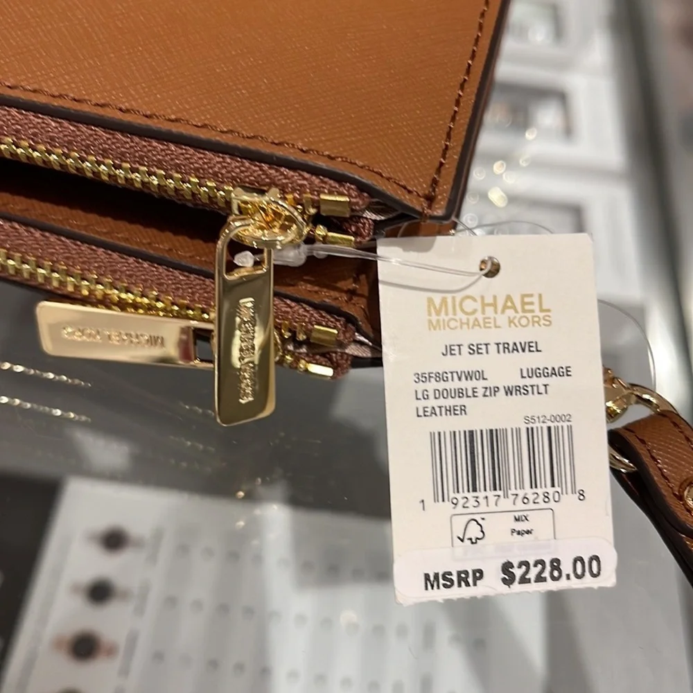 MICHAEL KORS LARGE DOUBLE ZIP WRISTLET WALLET PHONE CASE CLUTCH Luggage
