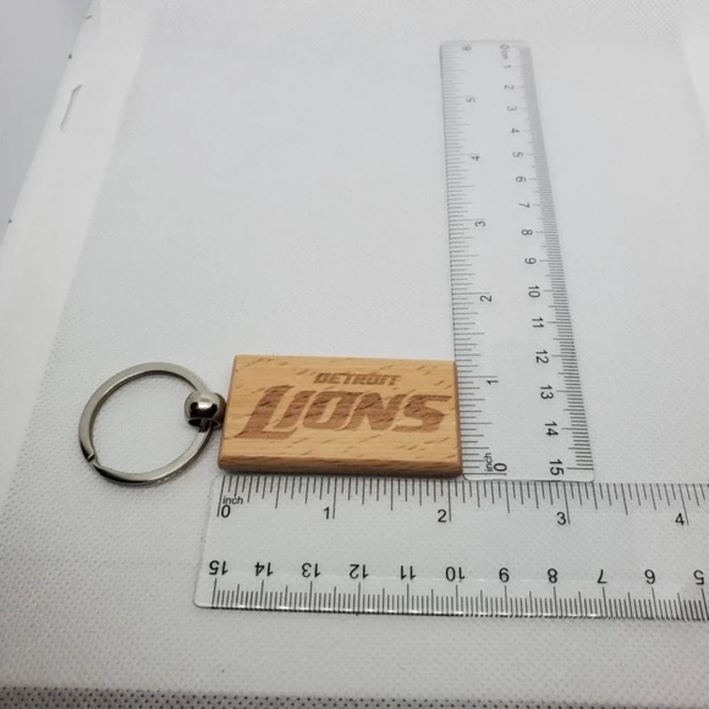 DETROIT‎ LIONS FOOTBALL one custom wood keychain laser burned