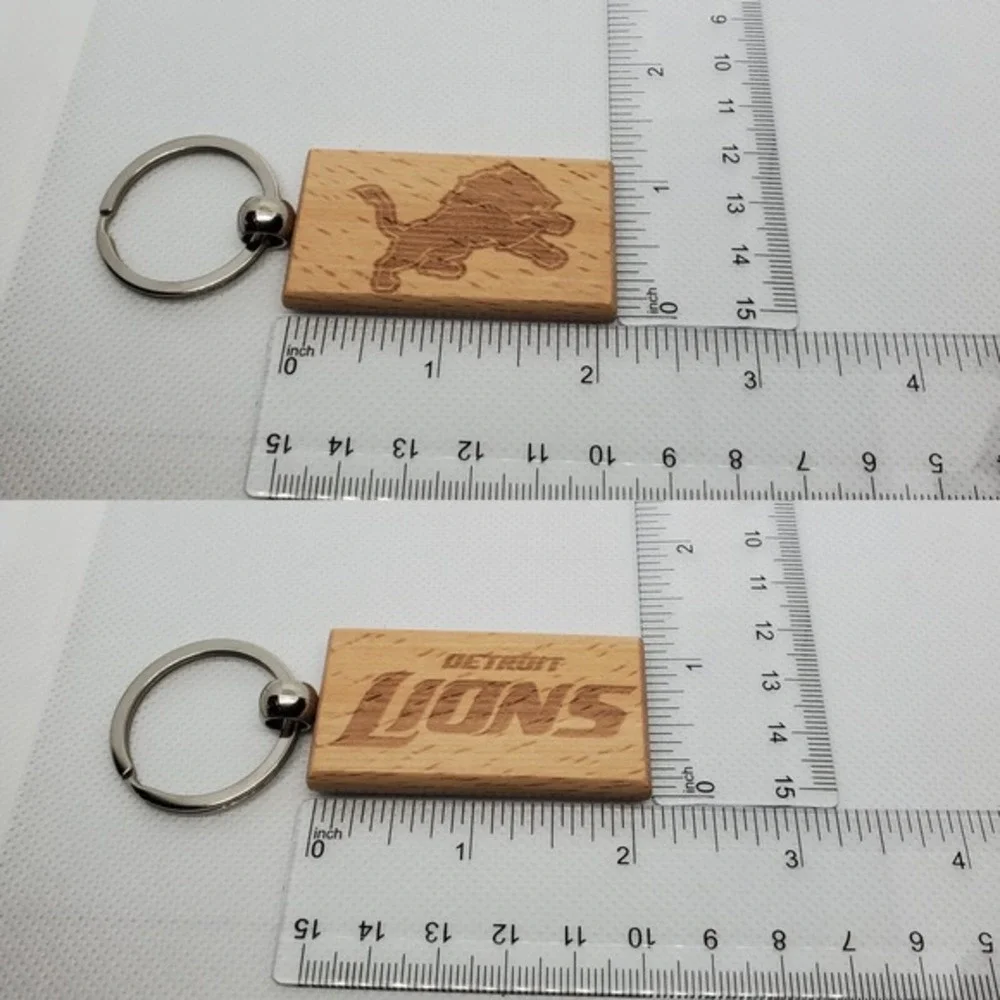 DETROIT‎ LIONS FOOTBALL one custom wood keychain laser burned