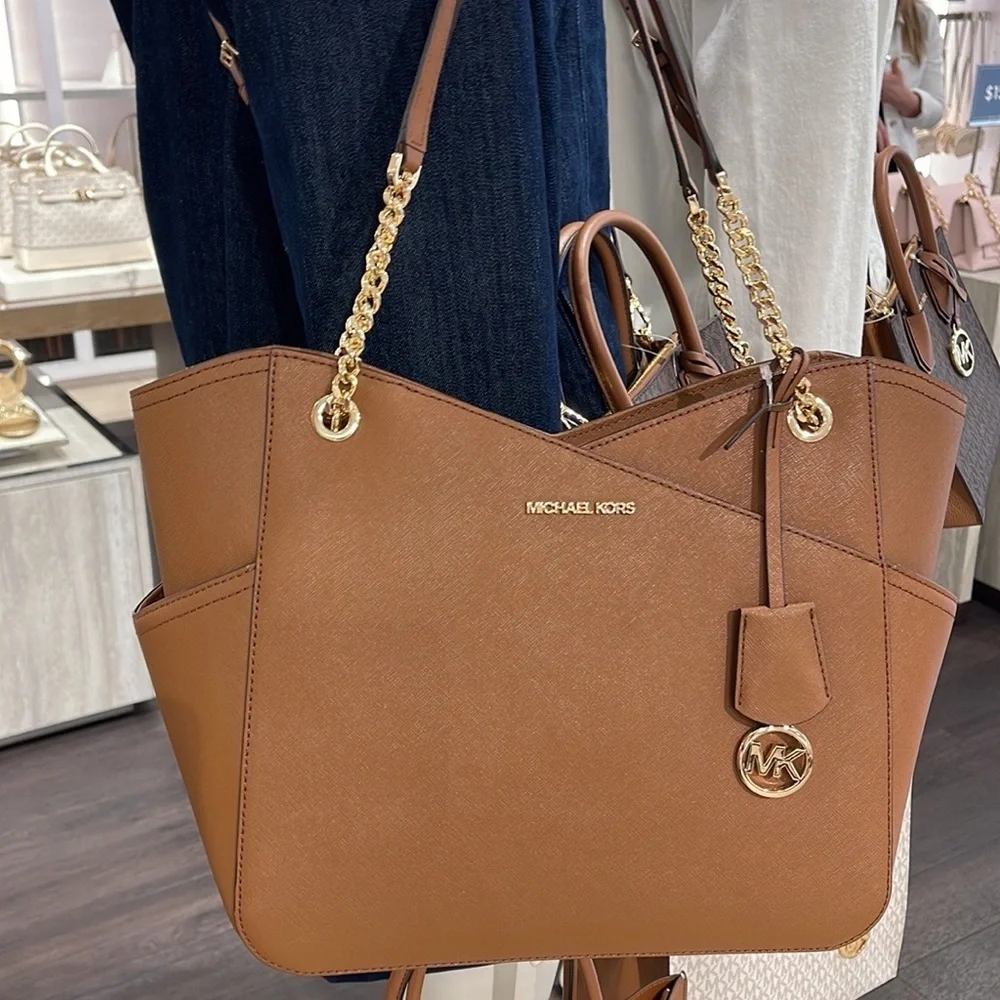Michael Kors Jet Set Travel Large Chained Tote Shoulder Bag MK Luggage NWT