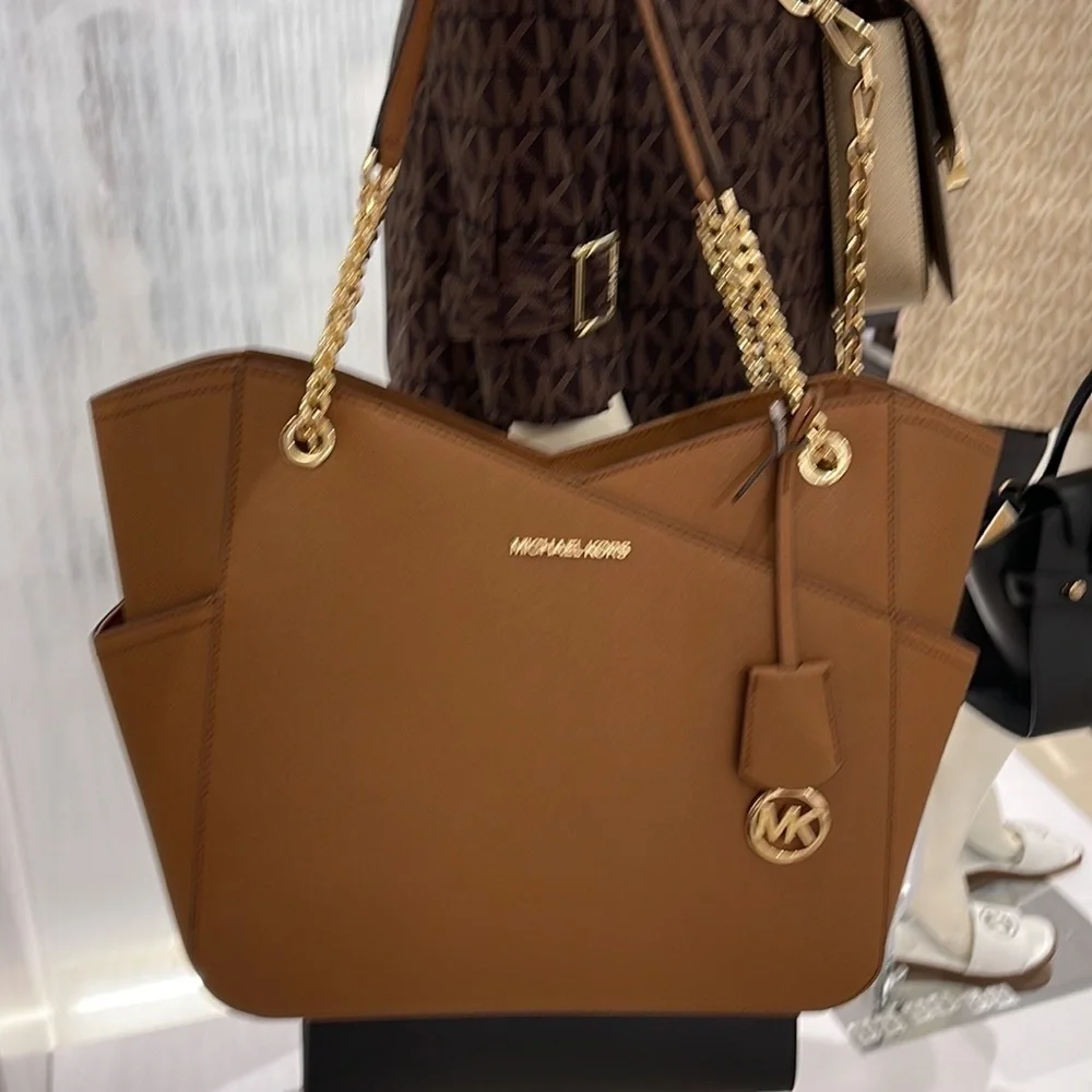 Michael Kors Jet Set Travel Large Chained Tote Shoulder Bag MK Luggage NWT
