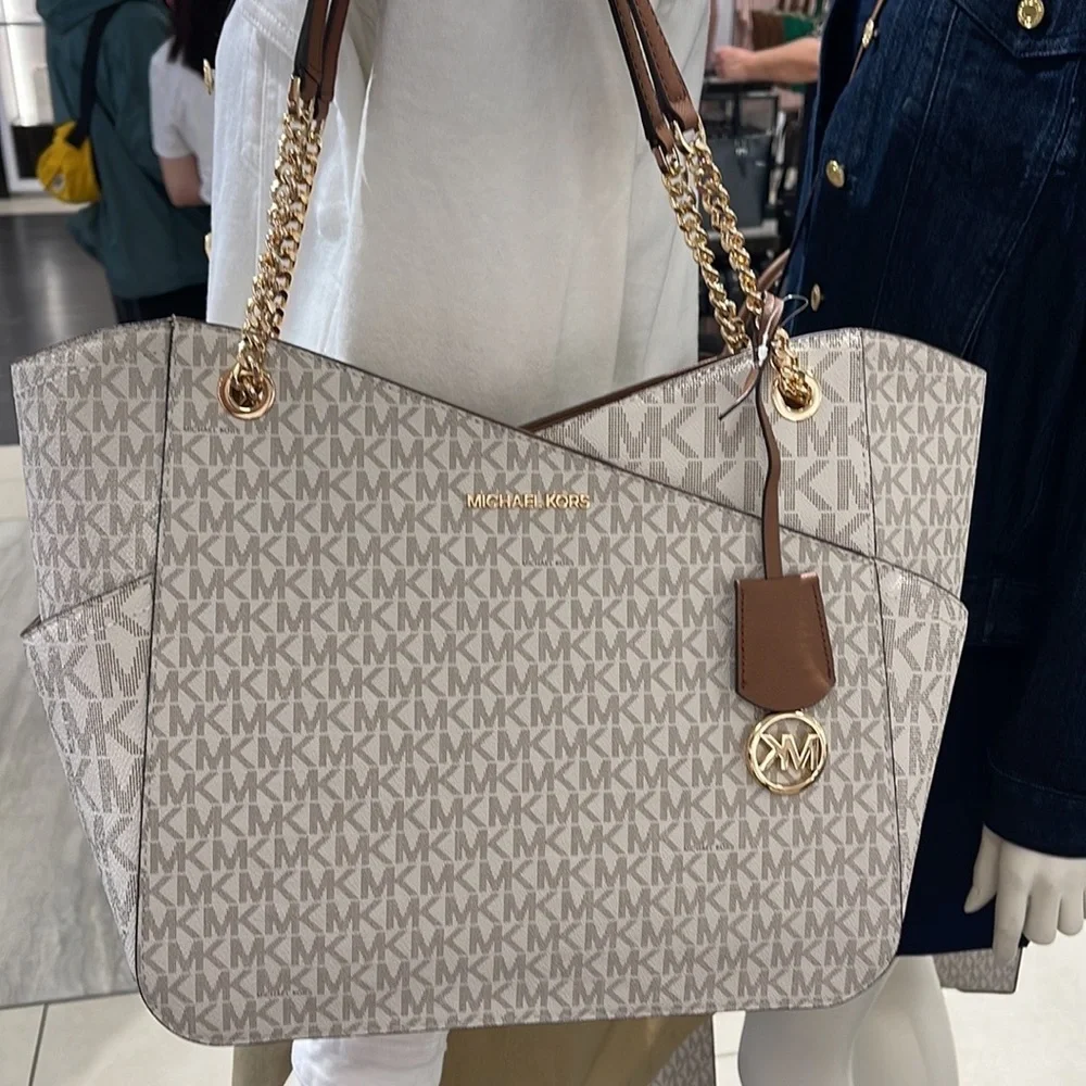 Michael Kors Jet Set Travel Large Chained Tote Shoulder Bag MK Luggage NWT