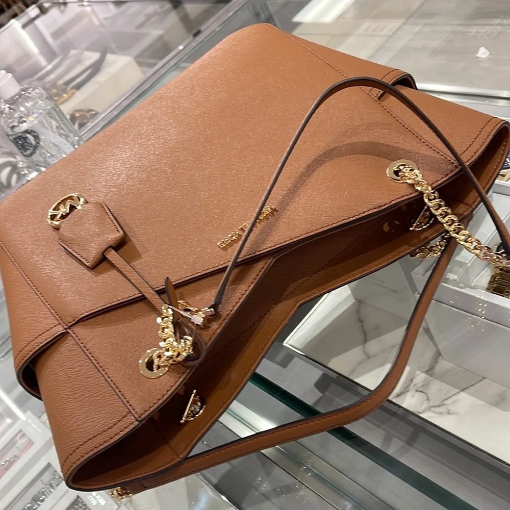 Michael Kors Jet Set Travel Large Chained Tote Shoulder Bag MK Luggage NWT