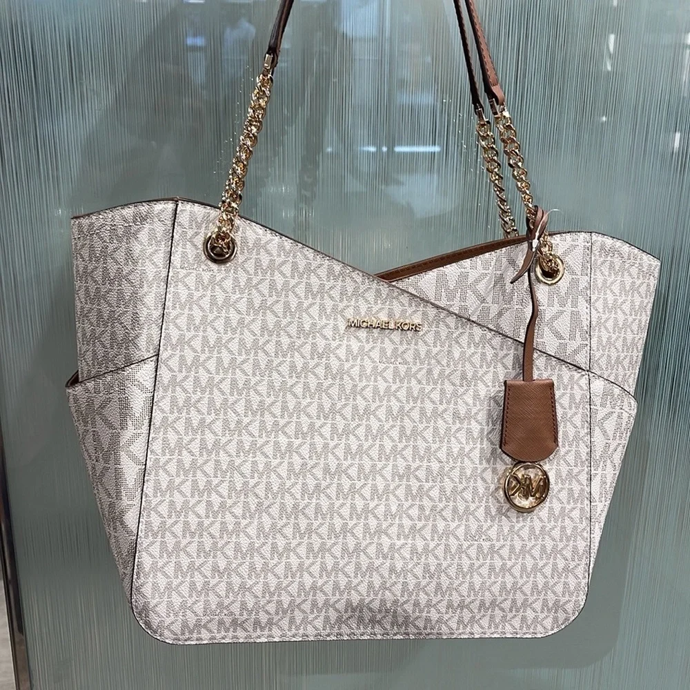 Michael Kors Jet Set Travel Large Chained Tote Shoulder Bag MK Luggage NWT