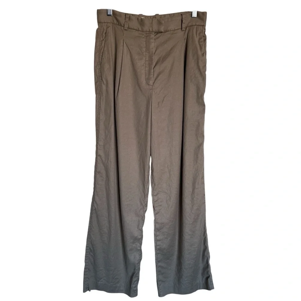 Babaton Linen Blend Straight Leg Tan Pants Size 10