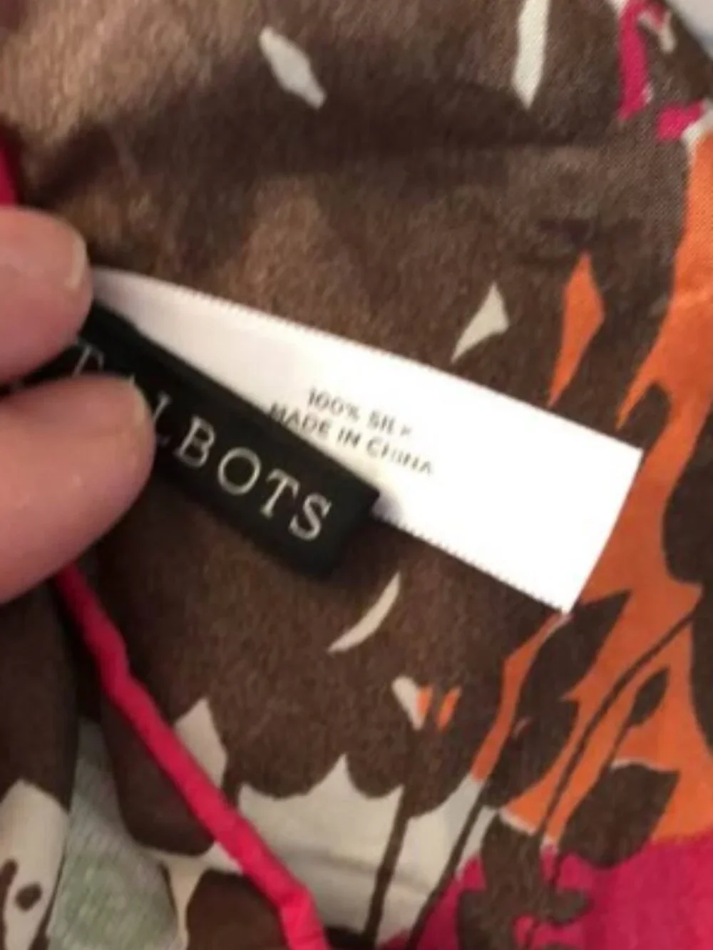 Talbots: Silk Scarf Pink Orange Floral