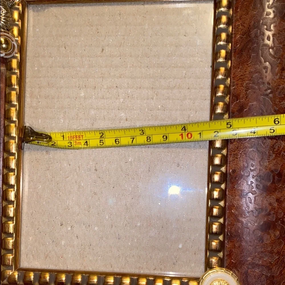 BX45 Vintage Buttons Decorative Brown Frame with Gold Accents