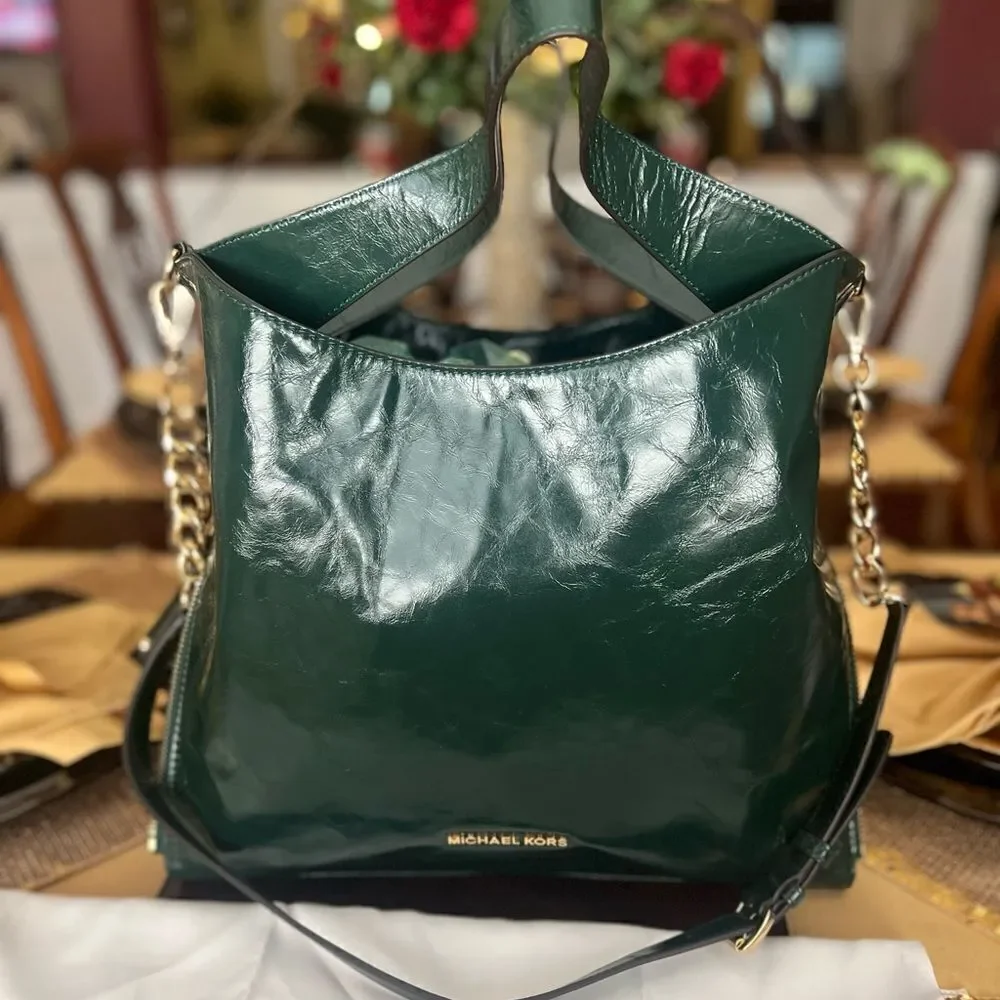 Michael Kors Green Handbag with gold hardware