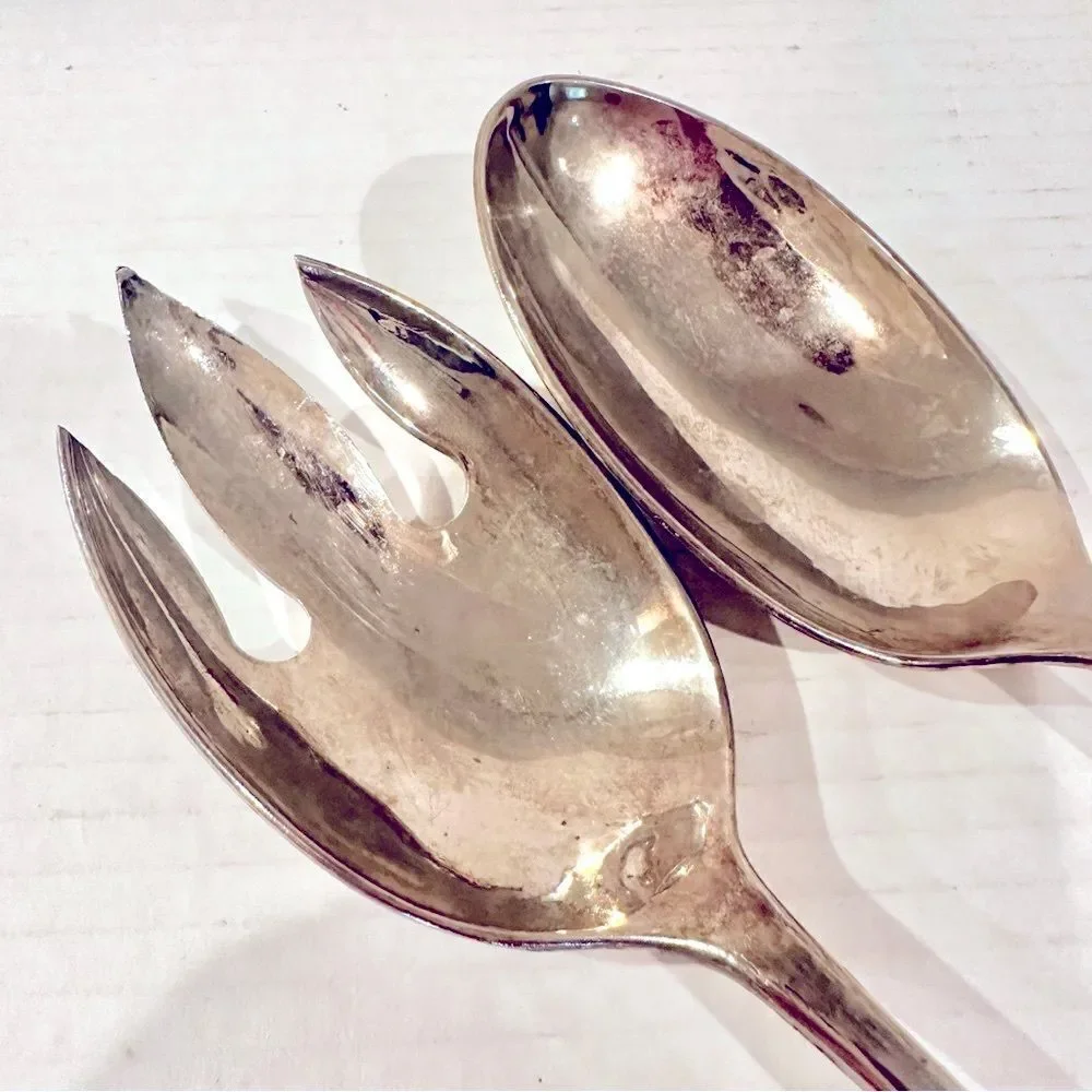 Vintage Silverplate Serving Utensils Set of Fork &‎ Spoon Made In Hong Kong