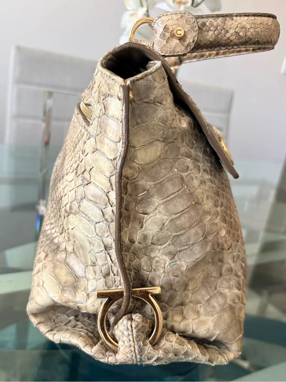 Salvatore Ferragamo Sofia Python Satchel