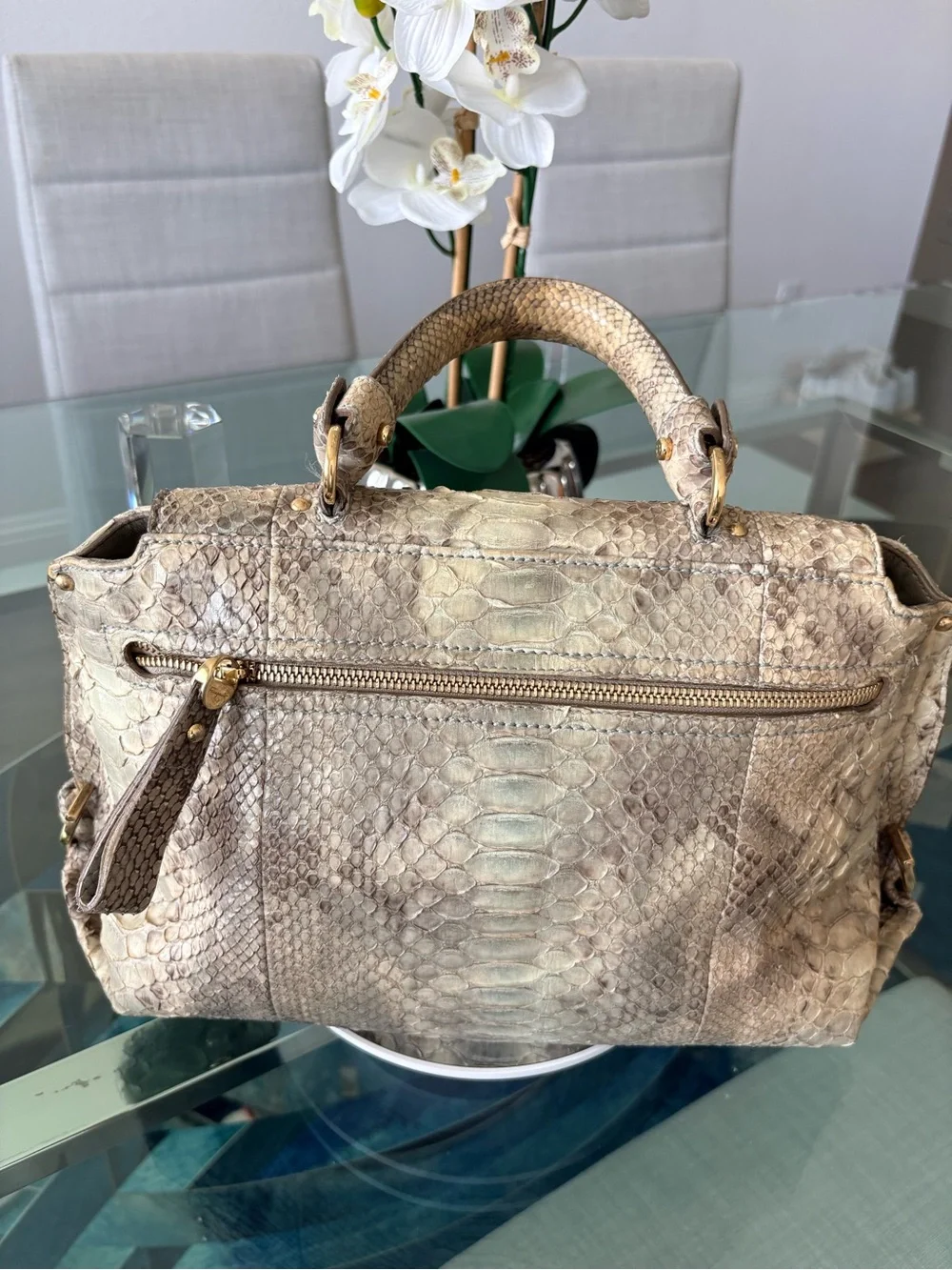 Salvatore Ferragamo Sofia Python Satchel
