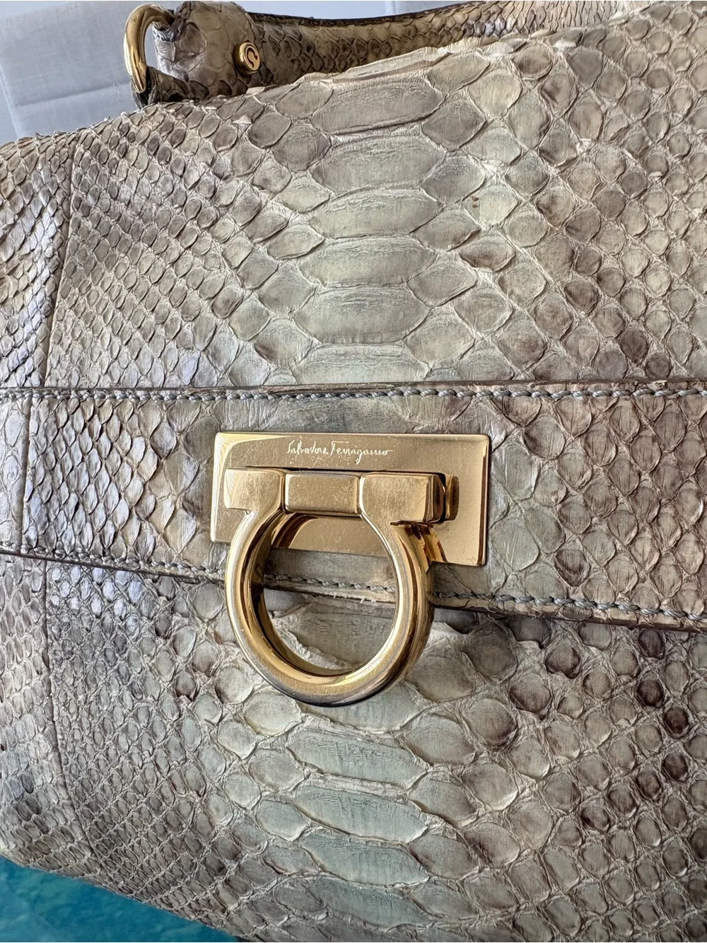 Salvatore Ferragamo Sofia Python Satchel