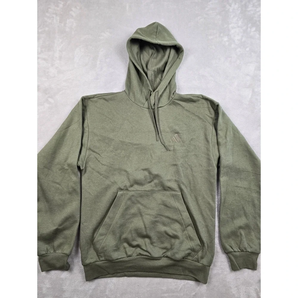 Adidas Hoodie Mens Small Green Fleece Pullover Sweatshirt Athleisure