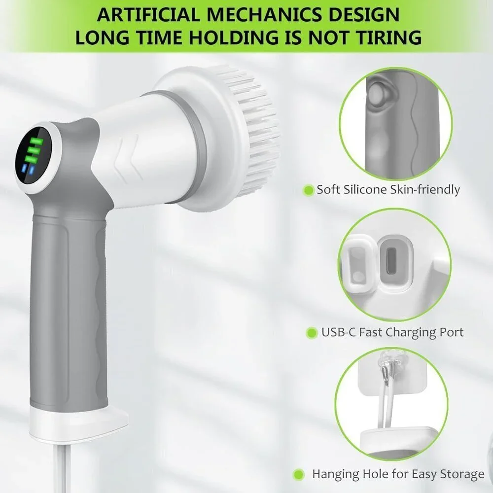 Electric Spin Scrubber, 2025 New Bathroom Scrubber Electric with 6 Heads - NEW