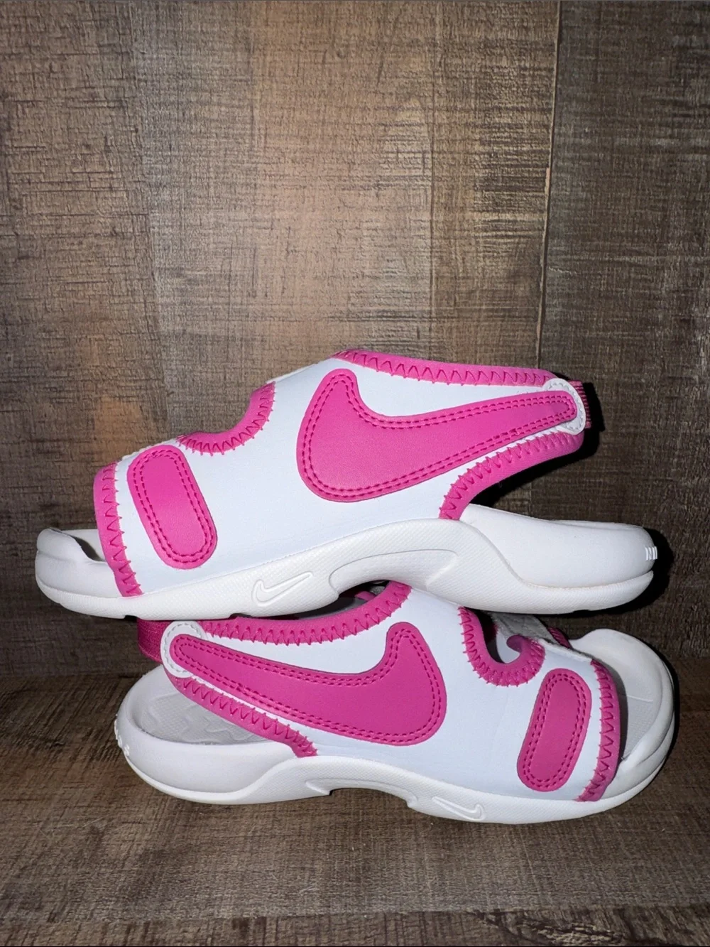 NIKE Kids Pink and White Sports Sandals- size 13C