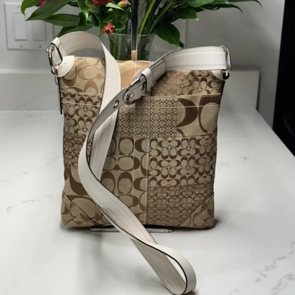 Coach Signature Jacquard Patchwork with Leather & Snake Trim