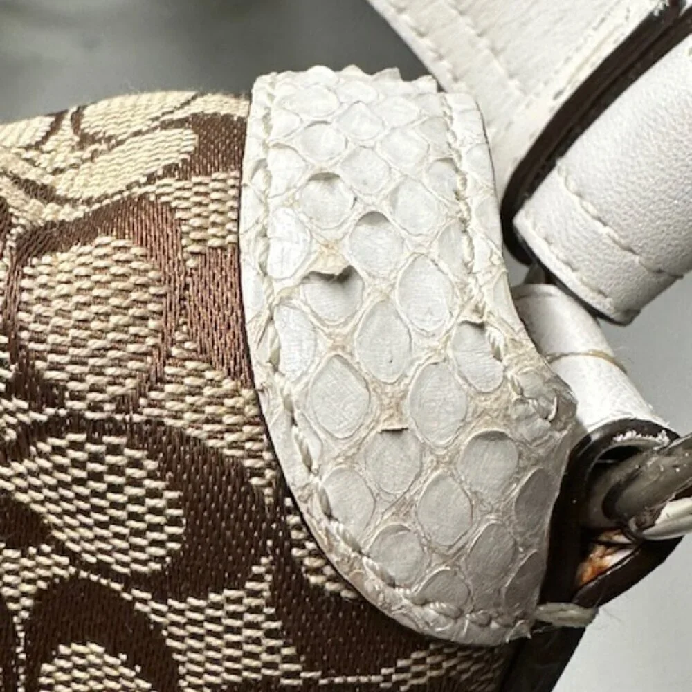 Coach Signature Jacquard Patchwork with Leather & Snake Trim