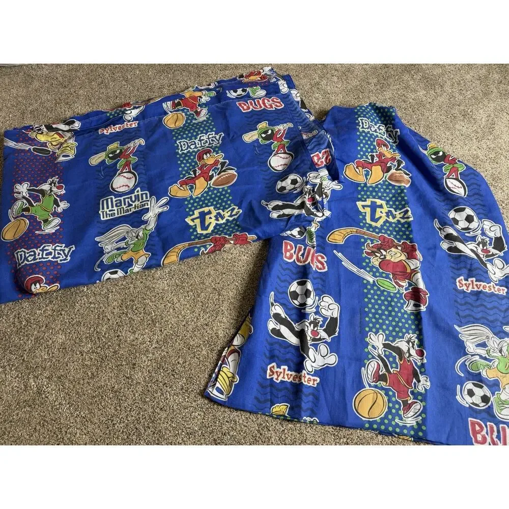 Vintage Looney Tunes Marvin the Martian Taz Sports Theme Twin Sheet Set Craft