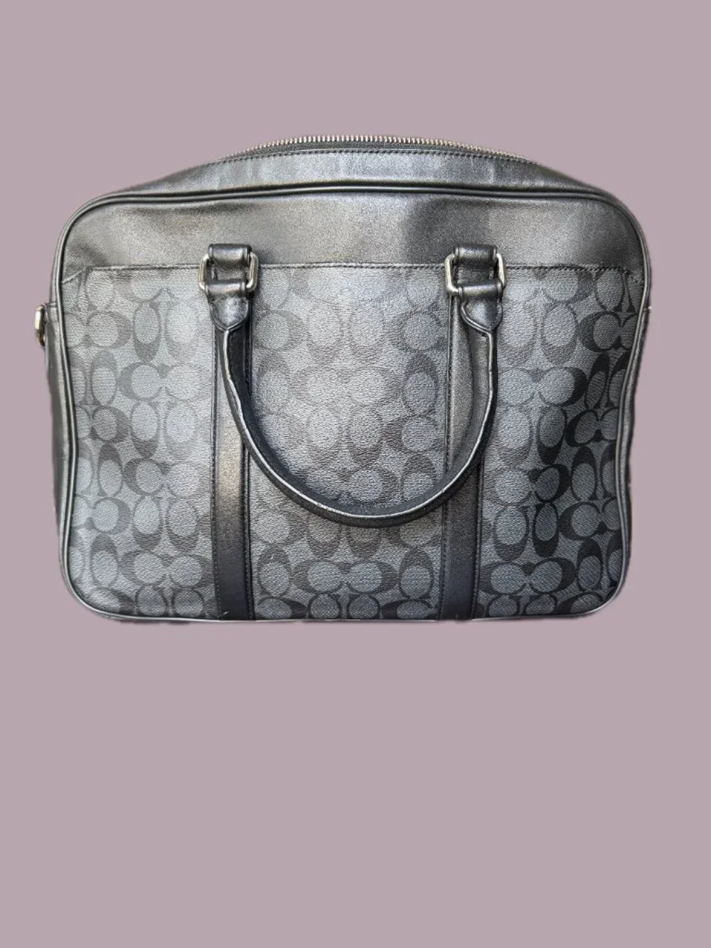 Coach Metropolitan Signature Canvas Computer Bag Black/Charcoal