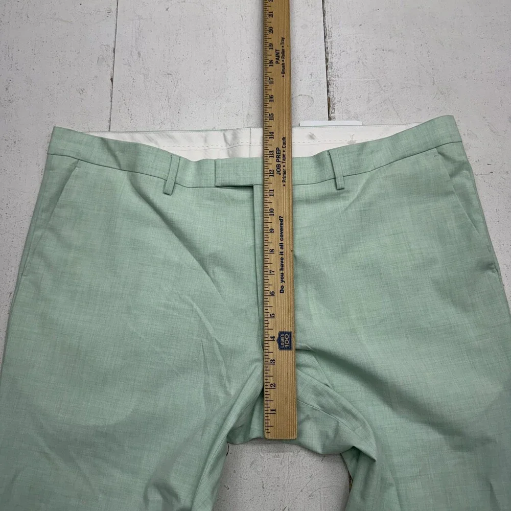Nick Graham Dress Pants Mens 41x30 Green BLEEKER Microfiber Flat Front Formal