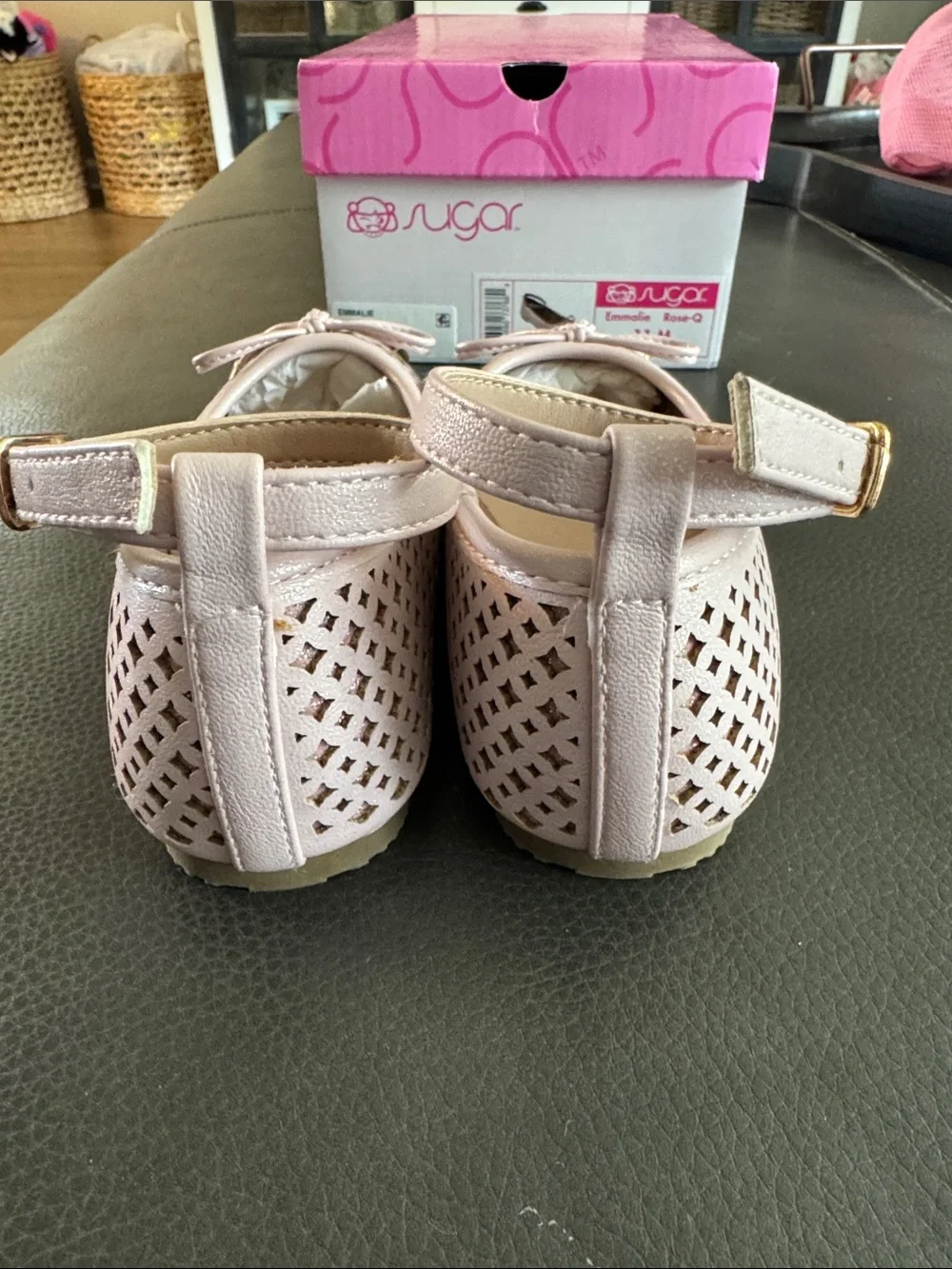 Sugar Girls Pink Ballet Flats with Ankle Strap