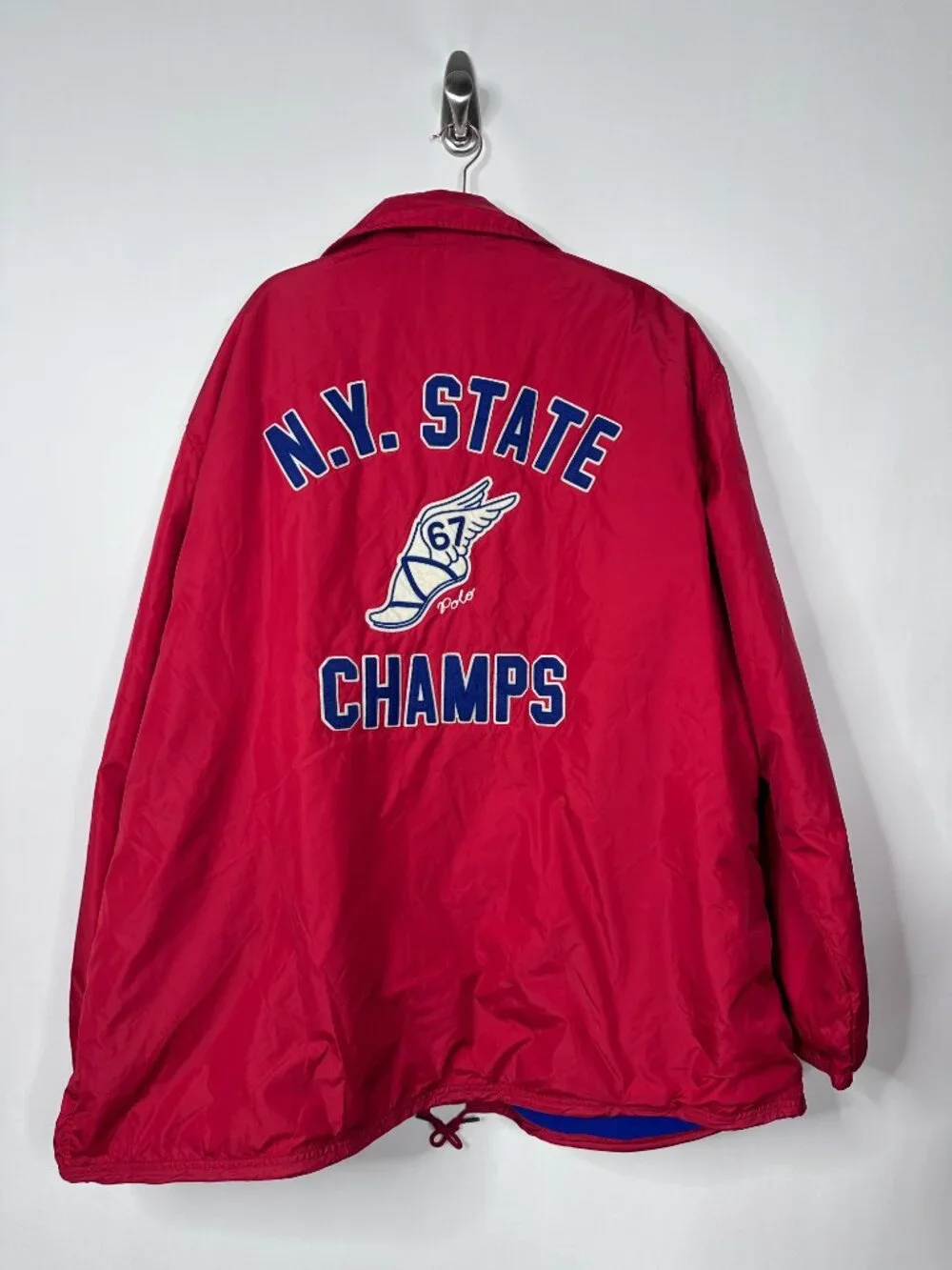 NEW POLO RALPH LAUREN Coach Jacket Red Windbreaker Athletic NY State Champ 4XLT