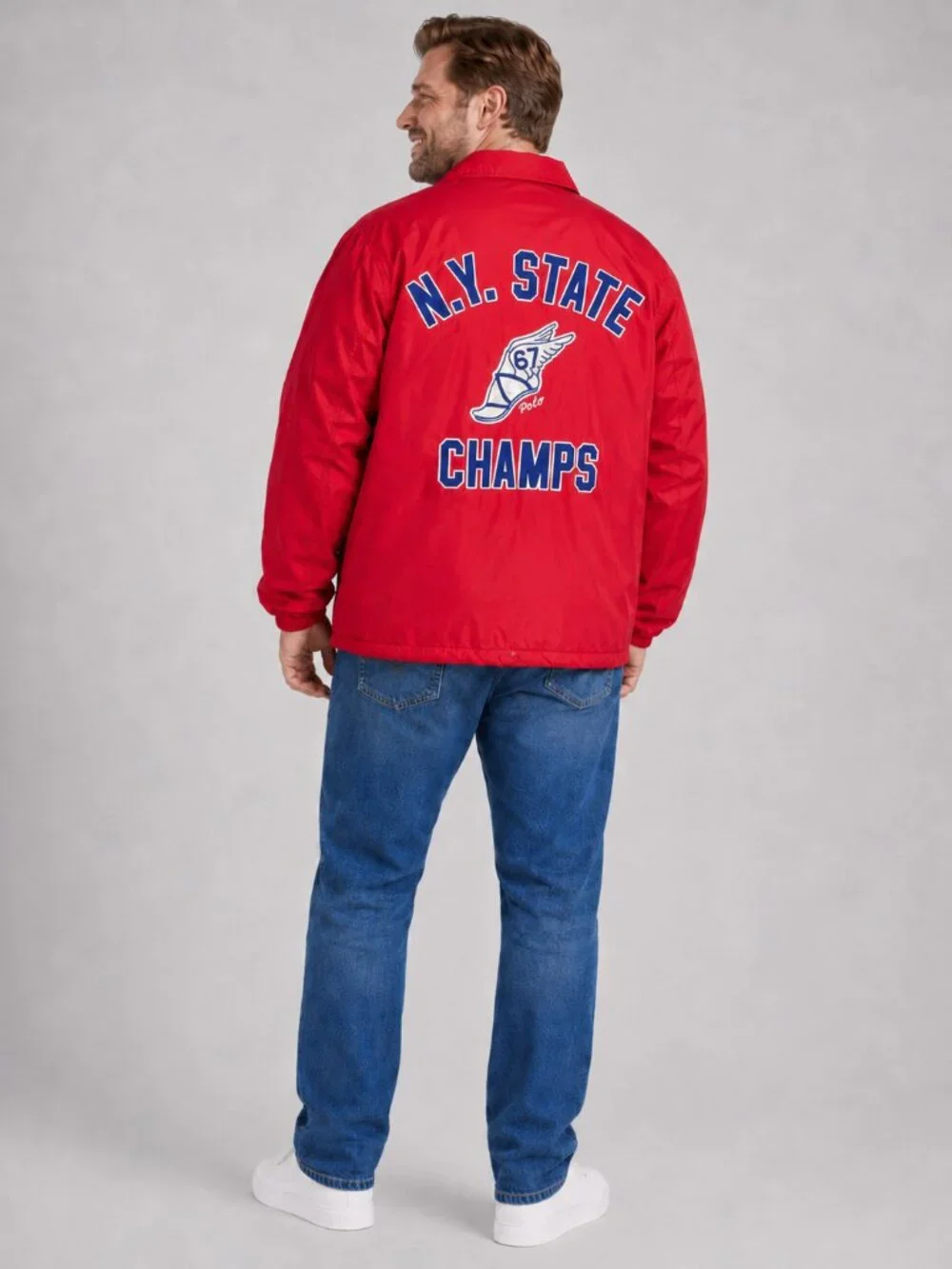 NEW POLO RALPH LAUREN Coach Jacket Red Windbreaker Athletic NY State Champ 4XLT