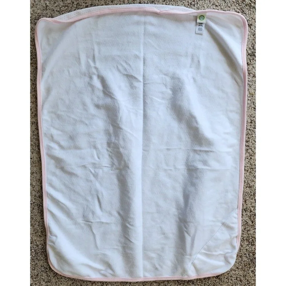 Little Me Thin Baby Girl Blanket White/Pink‎ Polka Dot Flower Embroidery 30