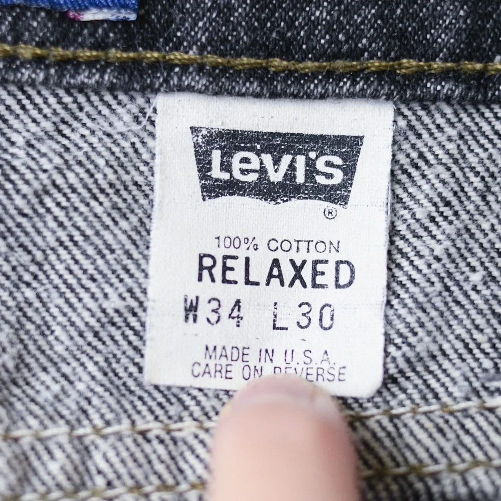 Vintage 90s Levi's Orange Tab 540 Made USA Charcoal Black Jeans Men's 34x30