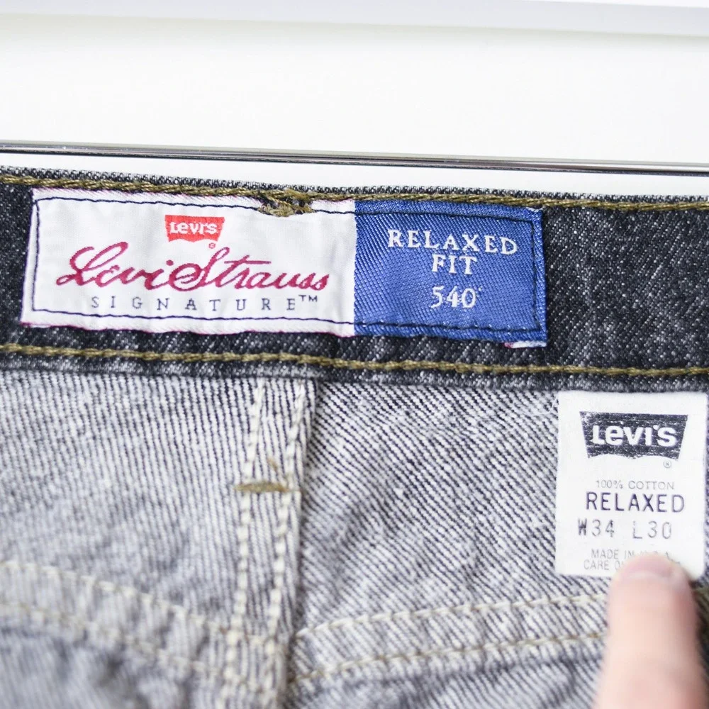 Vintage 90s Levi's Orange Tab 540 Made USA Charcoal Black Jeans Men's 34x30
