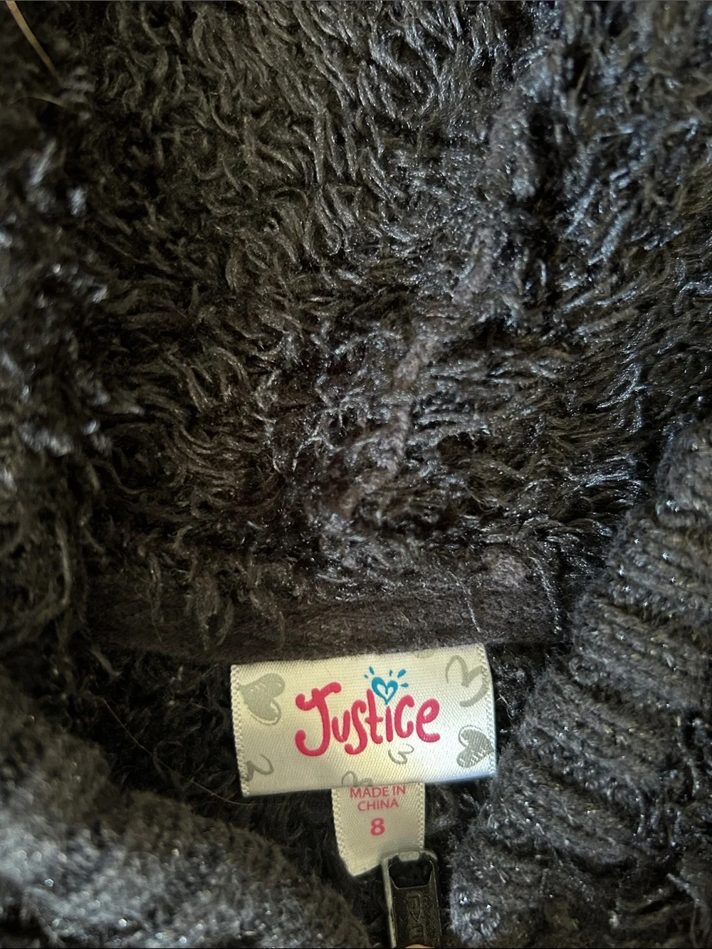 Kids Black Fuzzy Hooded Jacket