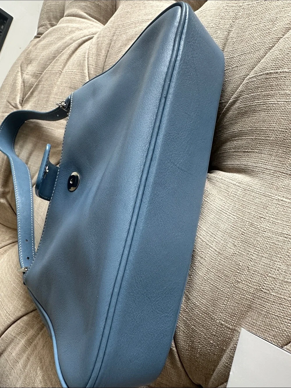 COACH Blue Leather Shoulder Bag with Silver Hardware