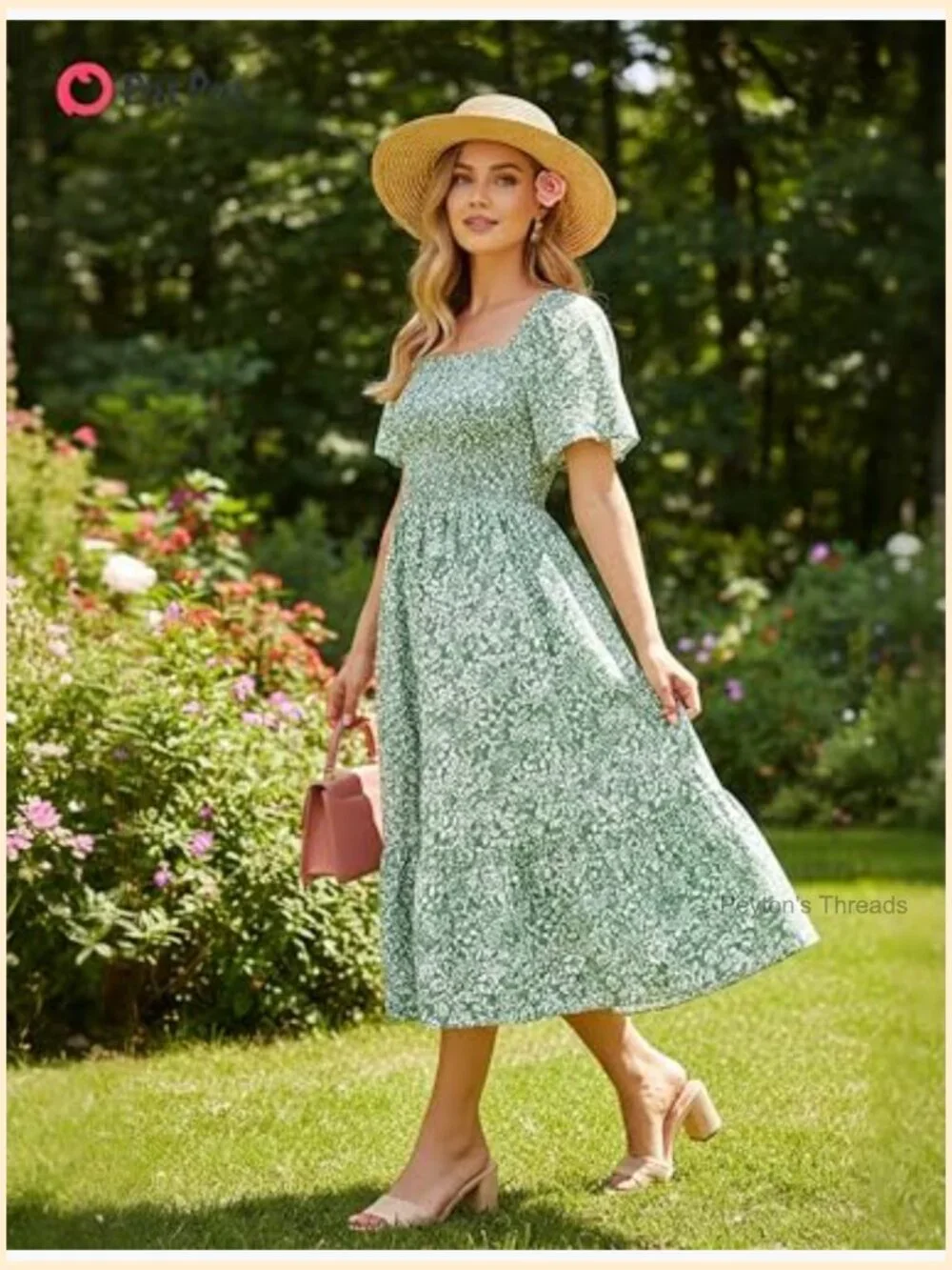 N/A smocked ditsy