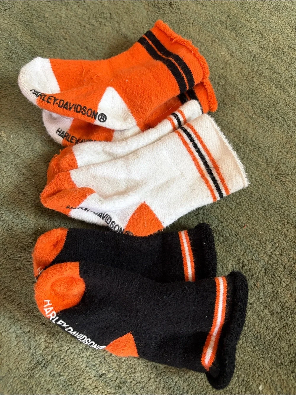 Harley-Davidson Orange, White & Black Baby Athletic Sock Trio