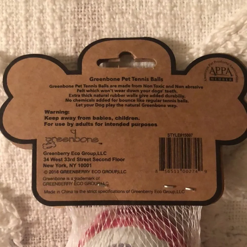 greenbone 3 Pet Tennis Balls Pet Safe Non-Toxic