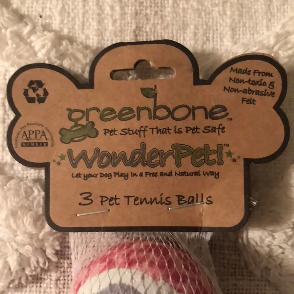 greenbone 3 Pet Tennis Balls Pet Safe Non-Toxic